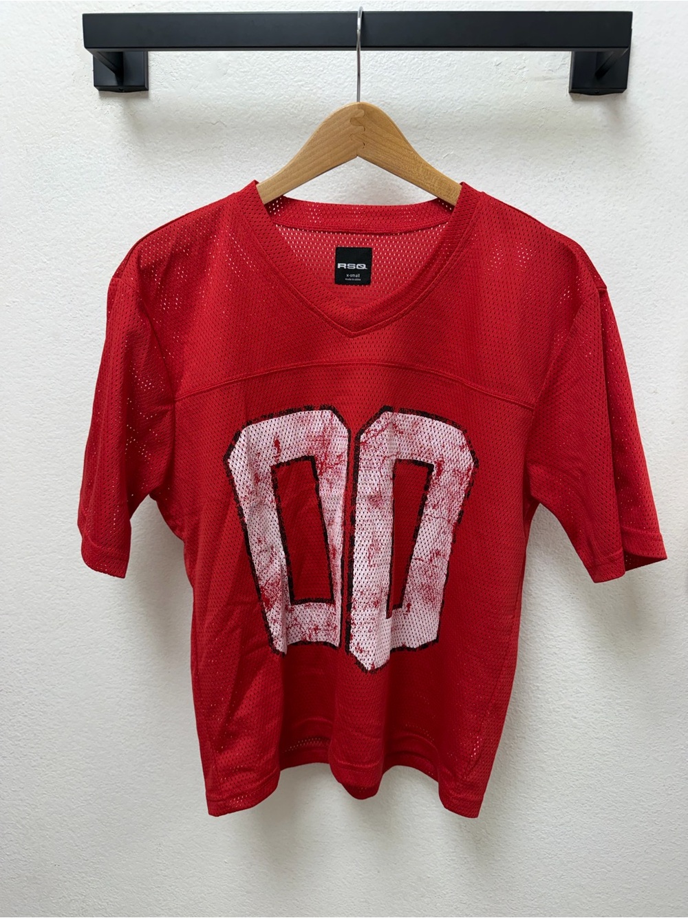RSQ Red Mesh Football Jersey with White Number Graphic
